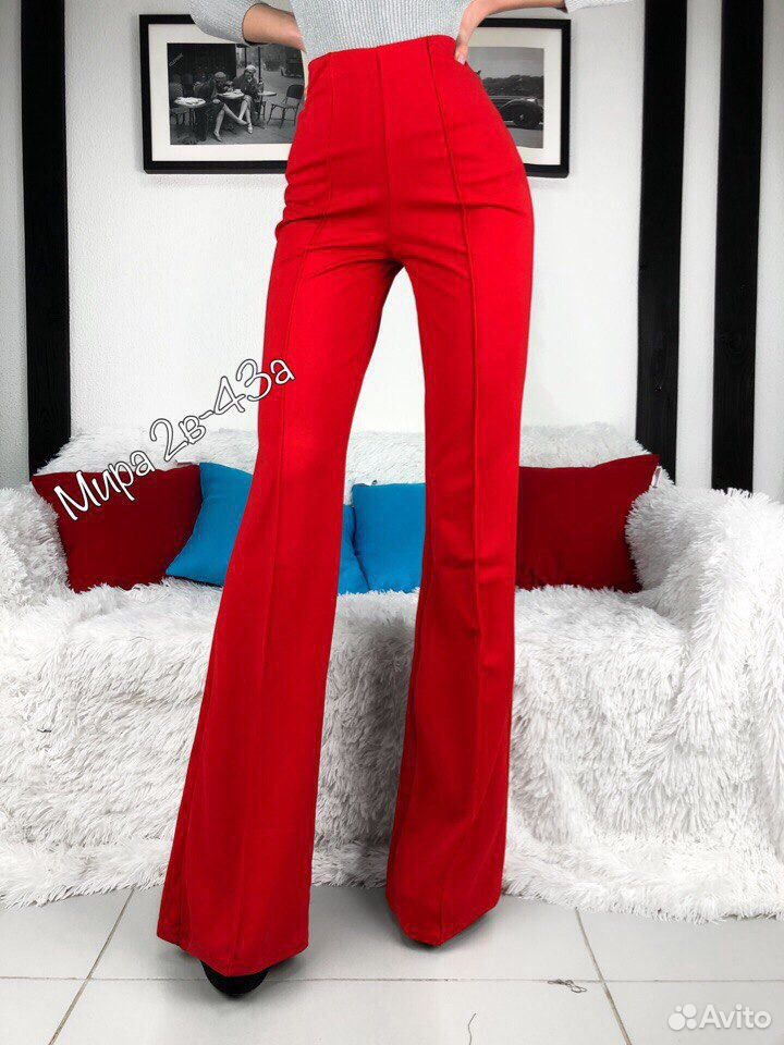 Красные брюки с высокой талией