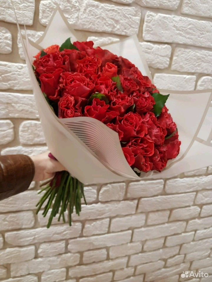 Цветы, 101 розы 50 см. Купить розы с доставкой купить на Зозу.ру - фотография № 1