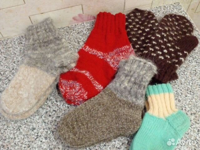 Носки из овечьей шерсти. Для рыбалки и варежки