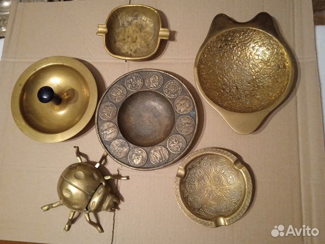 Винтажные латунные, медные пепельницы