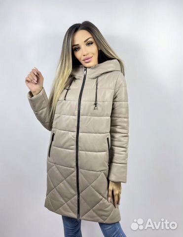 Пуховик натуральная кожа