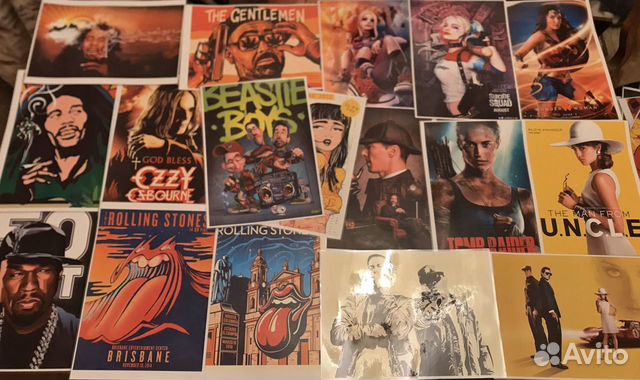 Плакат 30x42см музыканты актёры арт в ламинации