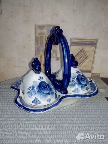 Икорница (соусница) Гжель