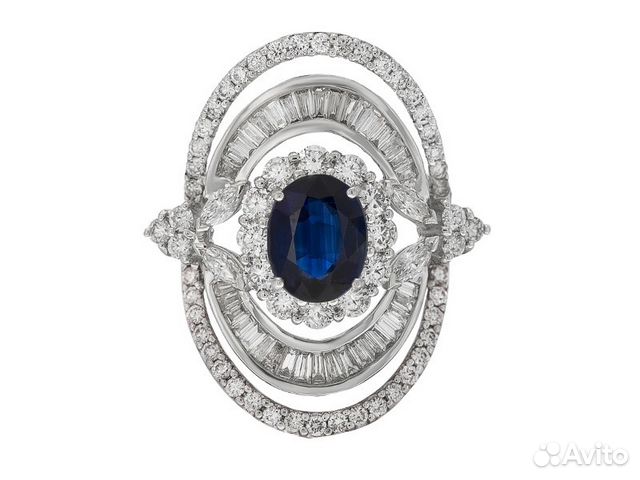 Золотое кольцо с сапфиром 1,80 ct и бриллиантами Золотое кольцо с сапфиром 1,80 ct и бриллиантами
