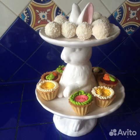 Кролик этажерка для сладостей и фруктов фарфор кер— фотография №2