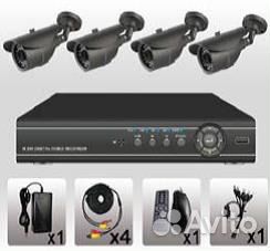 Комплект видеонаблюдения уличный на 4 камеры