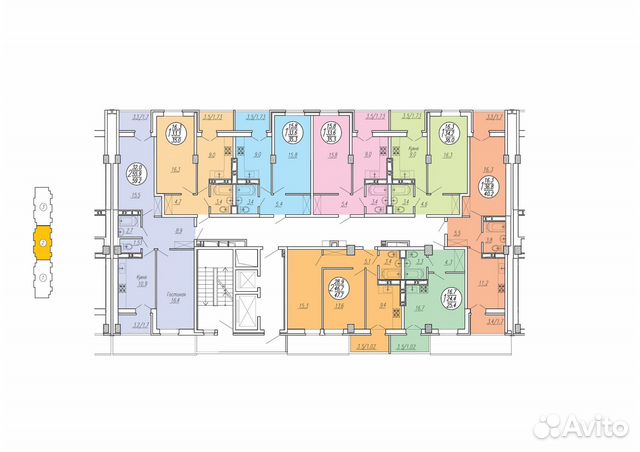 2-к квартира, 59.2 м², 11/16 эт.