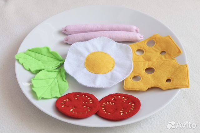 Игрушки из фетра, продукты, еда для кукол. Завтрак