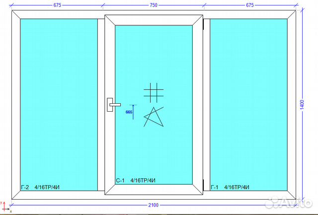 Окно пвх 1,4*2,1м зальное