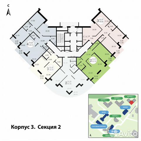 2-к квартира, 86.5 м², 22/24 эт. 2-к квартира, 86.5 м², 22/24 эт.