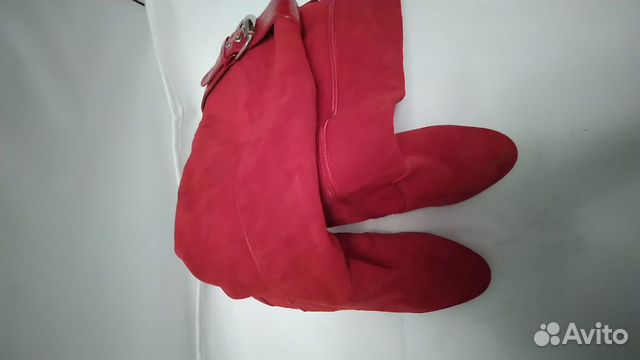 Сапоги демисезонные красные замша