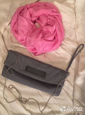 Клатч, сумка, серый цвет, экокожа фирма Calipso