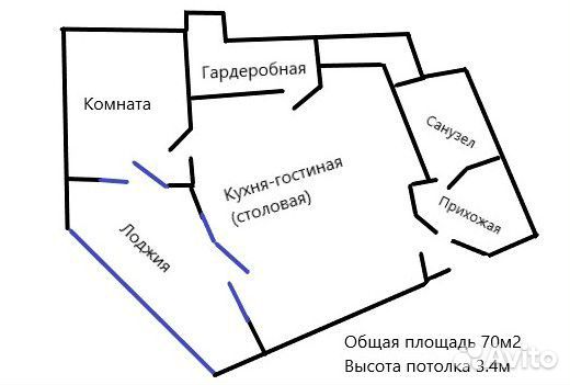1-к квартира, 70 м², 22/22 эт.