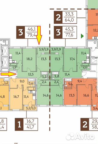 3-к квартира, 81.4 м², 8/23 эт. 3-к квартира, 81.4 м², 8/23 эт.