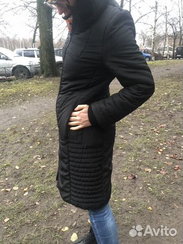 Пальто женское на синтепоне чёрное б/у