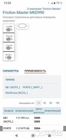 Колодки Toyota или Scion Колодки Toyota или Scion