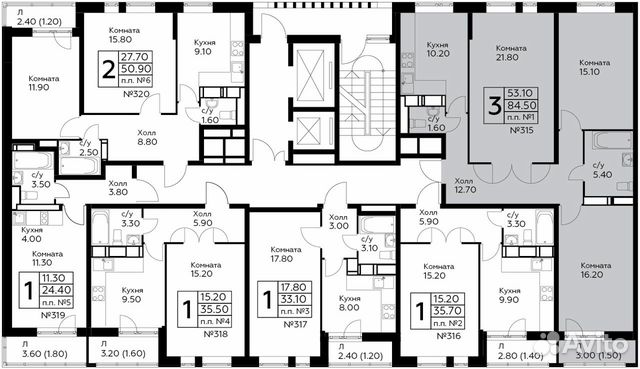 3-к квартира, 84.5 м², 14/17 эт.