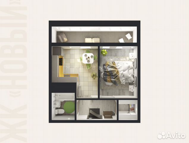 1-к квартира, 34.3 м², 3/8 эт.
