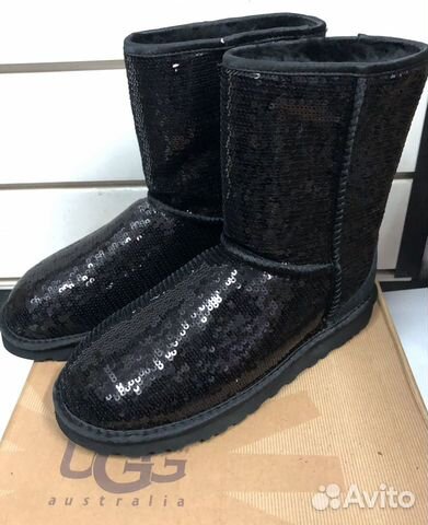 UGG угги, черные с пайетками