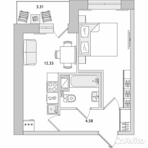 1-к квартира, 35.7 м², 10/20 эт. 1-к квартира, 35.7 м², 10/20 эт.