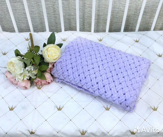 Плед из ализе для новорожденного Lilac