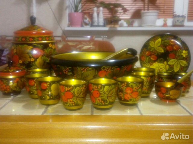 Набор деревянной посуды хохлома СССР