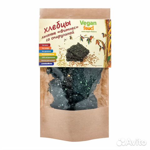 Льняные хлебцы со спирулиной Фитнес Vegan food