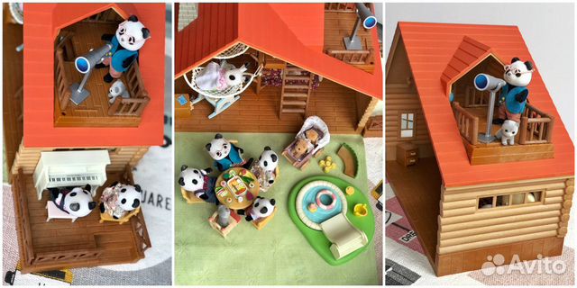 Sylvanian коттедж + мебель + аксессуары + зверюшки Sylvanian коттедж + мебель + аксессуары + зверюшки