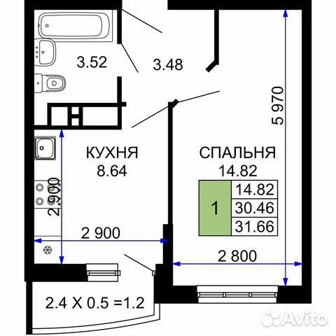 1-к квартира, 31.7 м², 19/24 эт. 1-к квартира, 31.7 м², 19/24 эт.