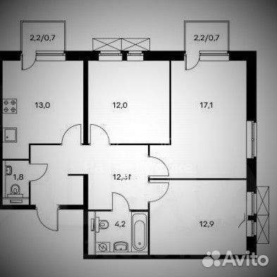 3-к квартира, 75 м², 7/25 эт.