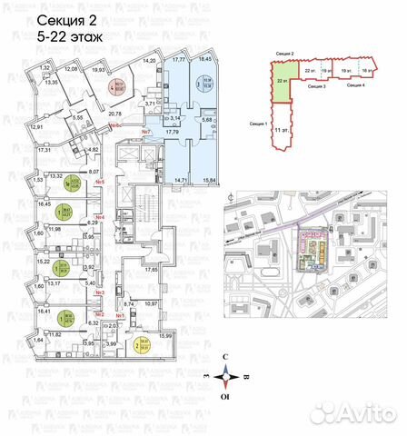 3-к квартира, 90 м², 10/22 эт.