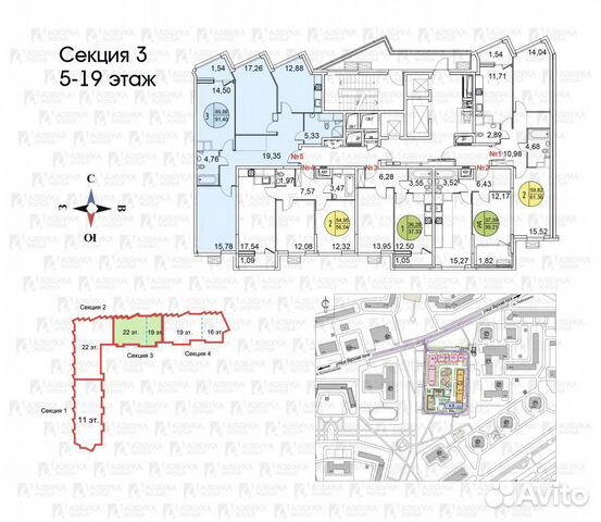 3-к квартира, 90 м², 18/22 эт.