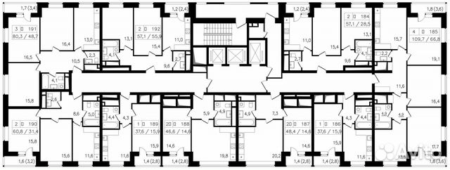 2-к квартира, 57.1 м², 22/25 эт. 2-к квартира, 57.1 м², 22/25 эт.