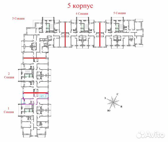2-к квартира, 65.1 м², 16/17 эт.