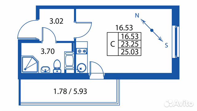 Студия, 25 м², 13/24 эт. Студия, 25 м², 13/24 эт.