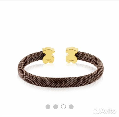 Браслет коричневый Tous Mesh с золотым медвежонком