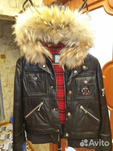 Куртка кожаная зимняя с капюшоном philipp plein Куртка кожаная зимняя с капюшоном philipp plein