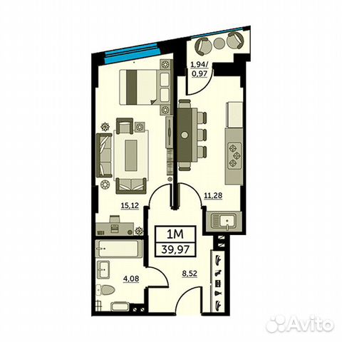 1-к квартира, 39.8 м², 8/24 эт.