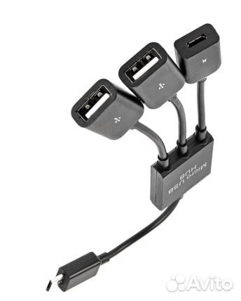 Кабель otg 2 usb с зарядкой micro usb