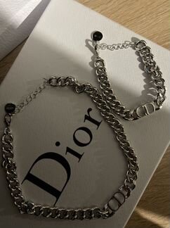 Колье цепочка чокер и браслет Dior CD
