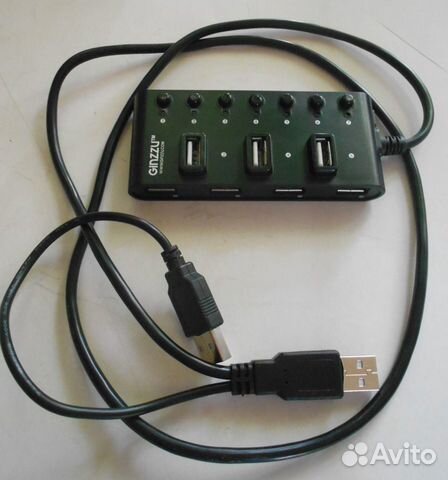USB-концентратор Ginzzu 7 портов с кнопками