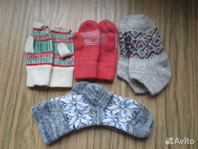 Варежки СССР и носки зимние детские на 3-5 лет