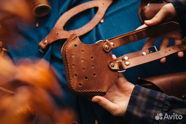 Маска из натуральной кожи, ручная работа