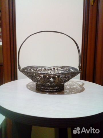 Конфетница, мельхиор, скань