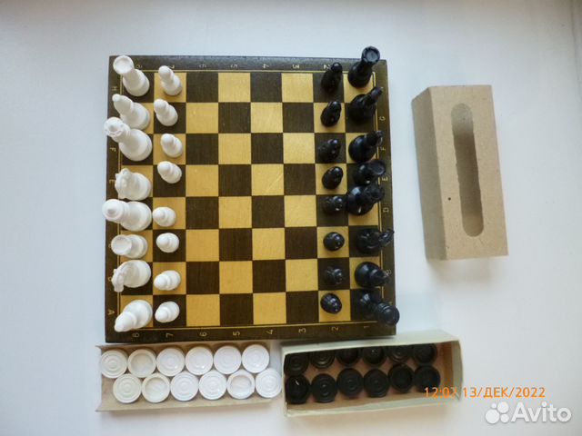 Шахматная доска. Шахматы и шашки.1969г.Винтаж