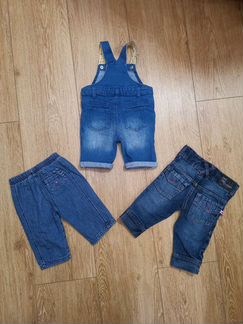 Летние джинсовые шорты и комбез 74-80