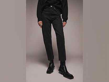 Zara Чёрные прямые джинсы с высокой посадкой