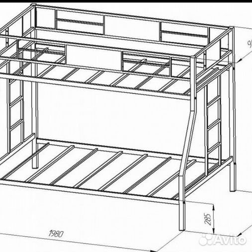 Чертеж трехъярусной кровати
