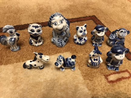 Фигурки животных гжель