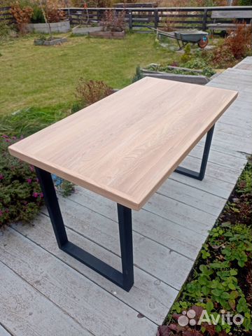 Стол лофт массив дуба 1240*700 (дуб беленный)